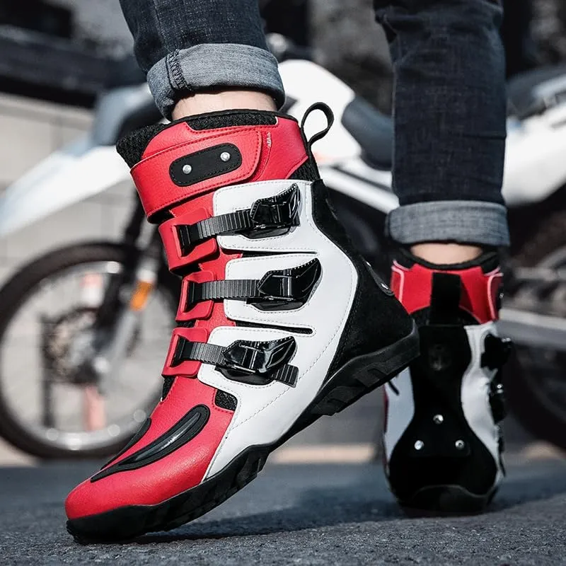 Motorcycle Riding Boots – Durable Leather Boots for Men & Women, Anti-Slip Sole, Racing & Sports Protection