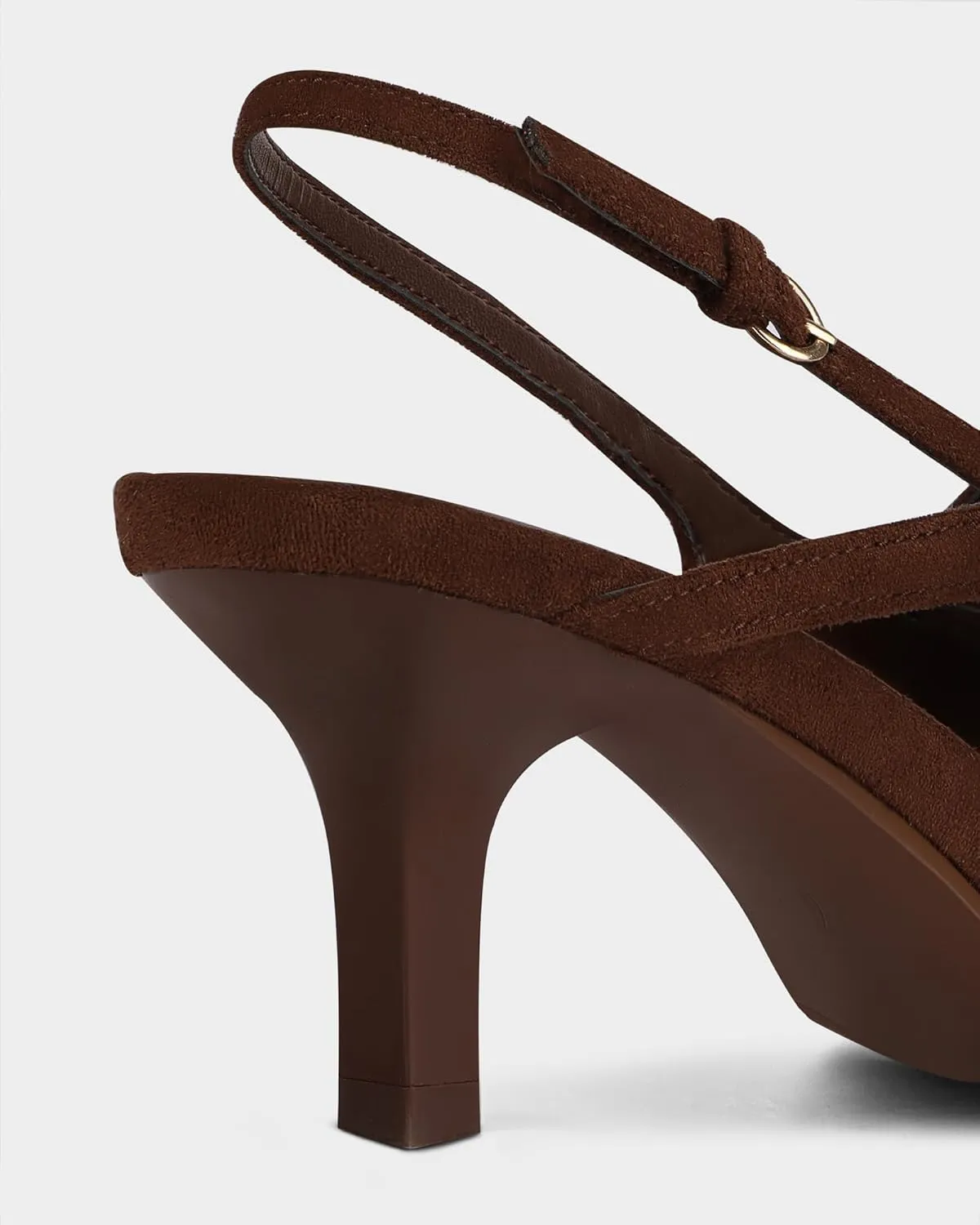 MUCCCUTE Kitten Heels for Women Pointed Toe Slingback Low Heels with Buckle Strap Heeled Pumps