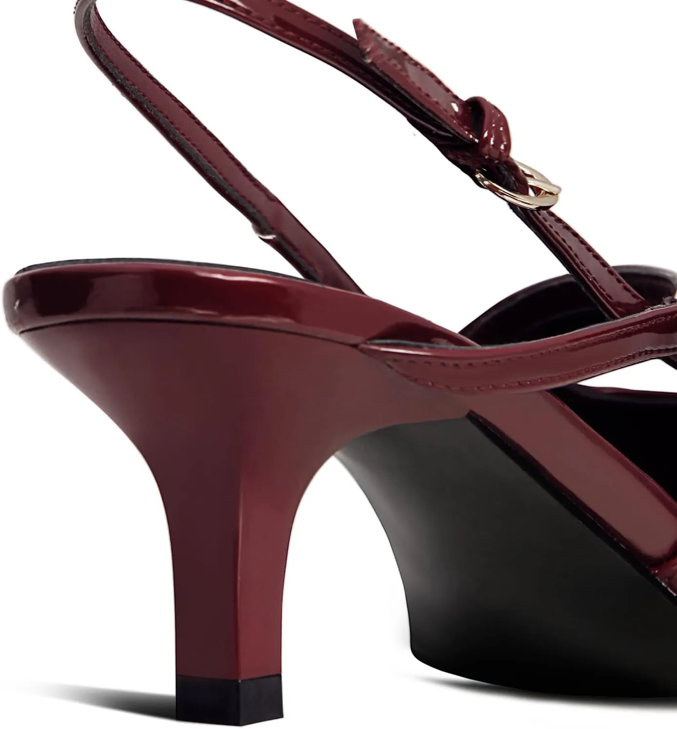 MUCCCUTE Kitten Heels for Women Pointed Toe Slingback Low Heels with Buckle Strap Heeled Pumps