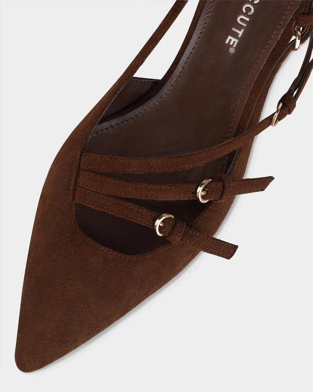 MUCCCUTE Kitten Heels for Women Pointed Toe Slingback Low Heels with Buckle Strap Heeled Pumps