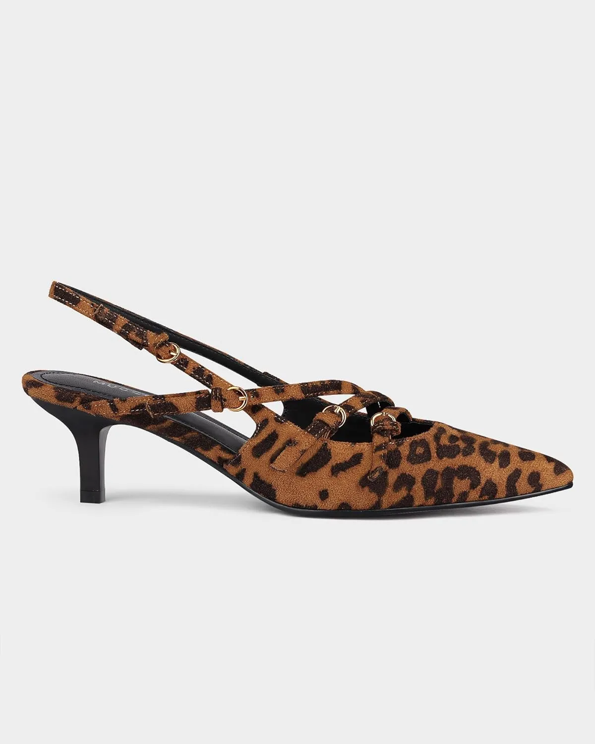 MUCCCUTE Kitten Heels for Women Pointed Toe Slingback Low Heels with Buckle Strap Heeled Pumps