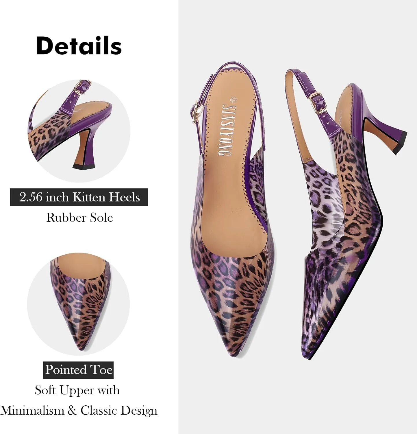 Multicolour Clear Heels for Women Pointed Closed Toe Slingback Kitten Heel Pumps Comfortable Dress Sandals