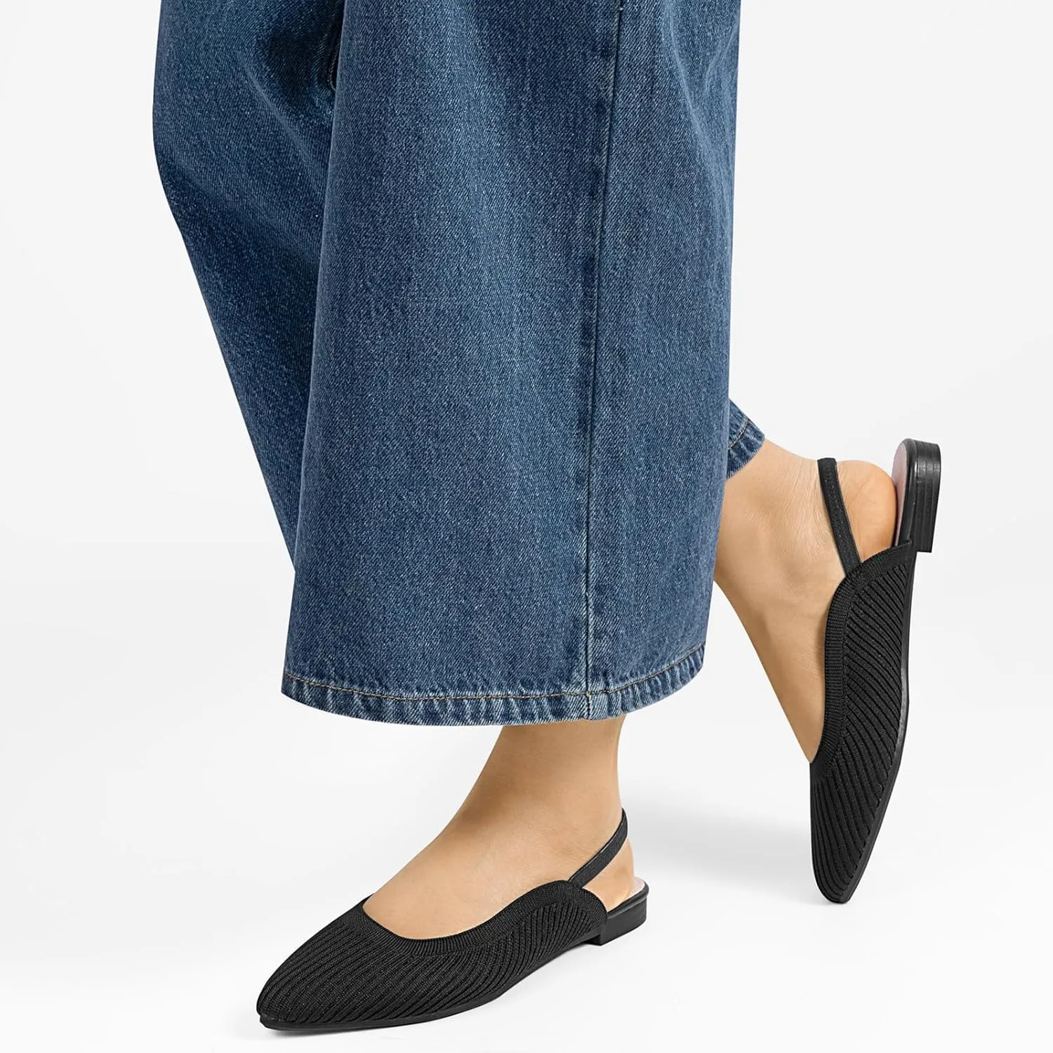 MUSSHOE Slingback Flats for Women Pointed Toe Flats for Women Dressy Comfort Work Office Shoes for Women