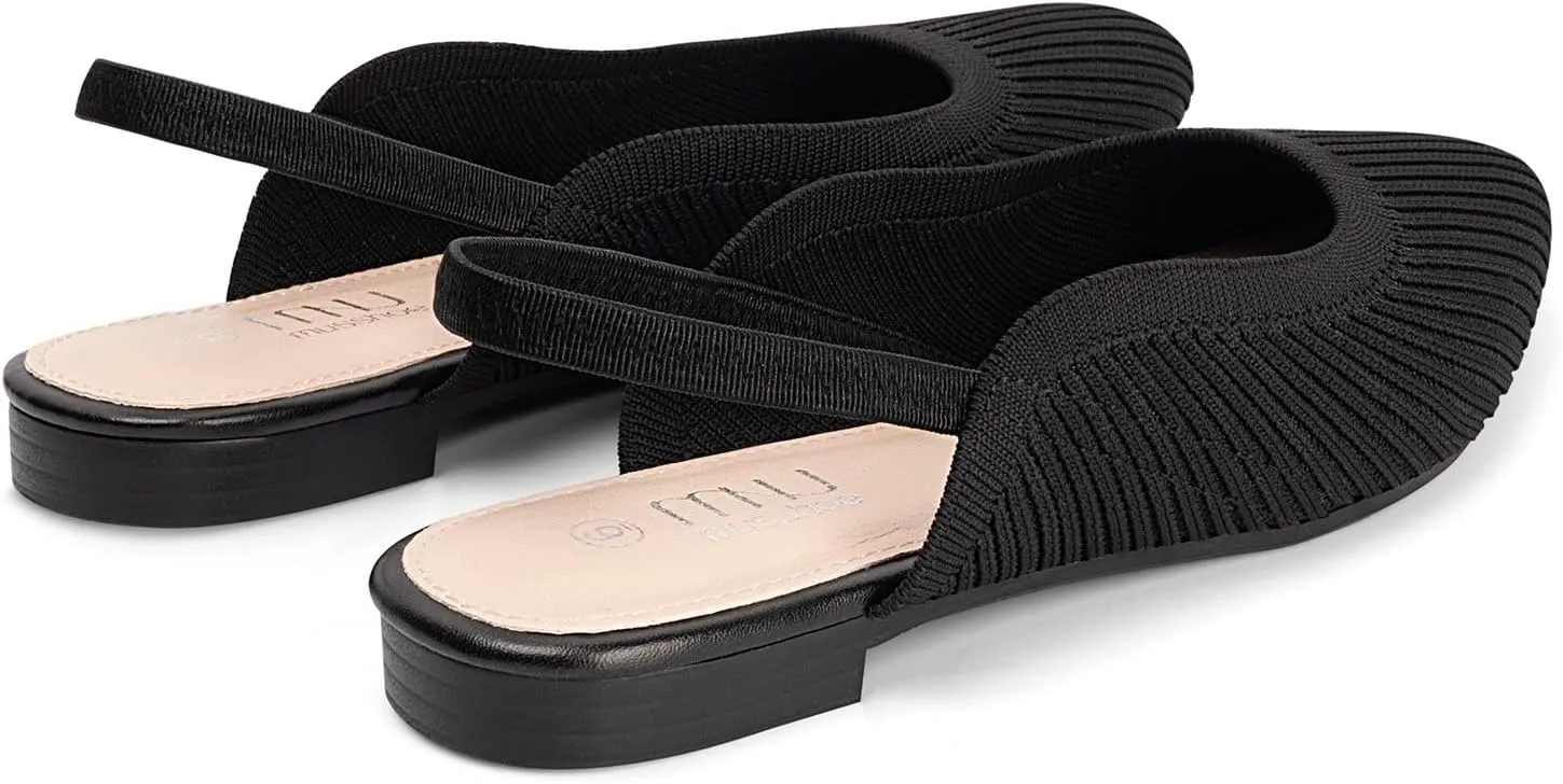 MUSSHOE Slingback Flats for Women Pointed Toe Flats for Women Dressy Comfort Work Office Shoes for Women