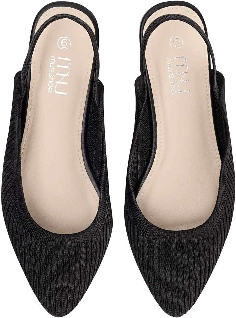 MUSSHOE Slingback Flats for Women Pointed Toe Flats for Women Dressy Comfort Work Office Shoes for Women