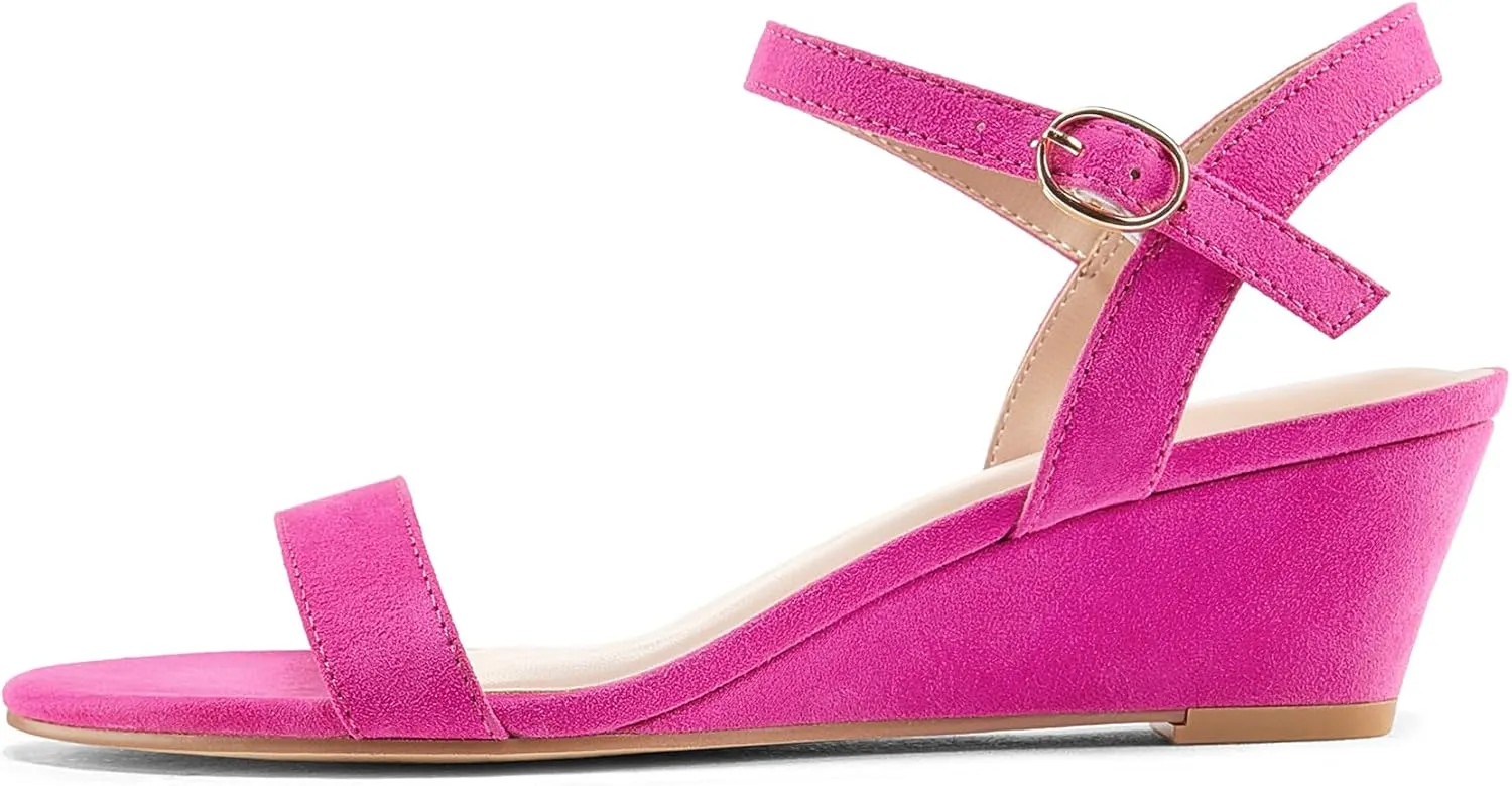 mysoft Women's Wedge Sandals 2 Inch Low Heel Open Toe Ankle Strap Summer Wedding Party Dress Shoes