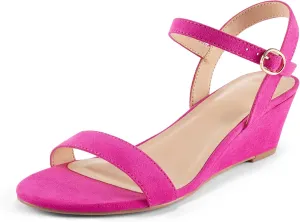 mysoft Women's Wedge Sandals 2 Inch Low Heel Open Toe Ankle Strap Summer Wedding Party Dress Shoes