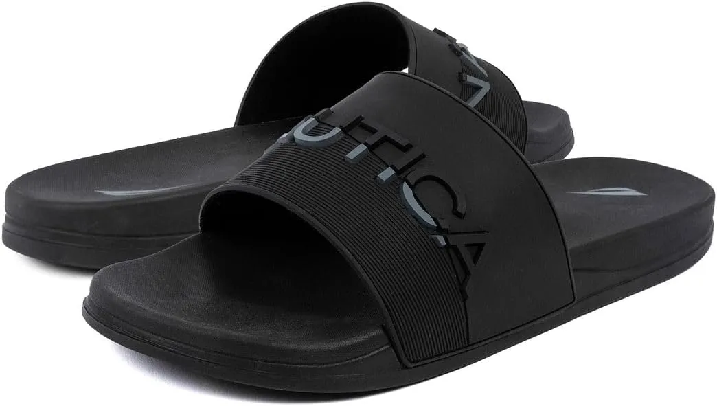 Nautica Men's Slide Sandals – Comfortable Slip-On Pool & Beach Shoes with Cushioned Footbed for Casual Wear