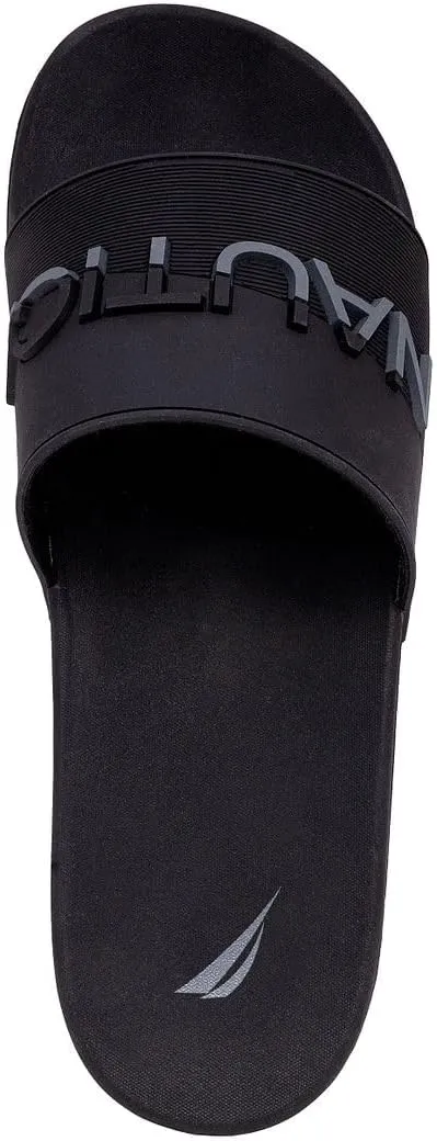 Nautica Men's Slide Sandals – Comfortable Slip-On Pool & Beach Shoes with Cushioned Footbed for Casual Wear