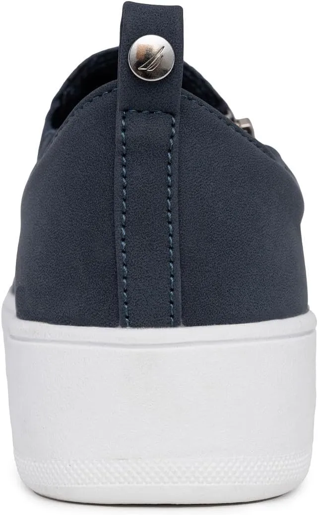 Nautica Women's Zipper Slip-On Oxford Sneakers, Low-Top Fashion Sneakers for Casual Walking