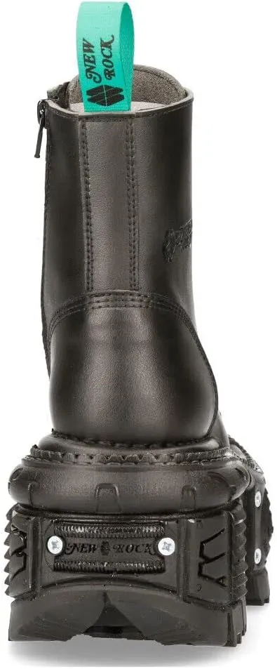 New Rock Men's BOOTS TANKMILI083C-V2 VEGAN Leather Combat Black Platform Biker Goth Punk Shoes