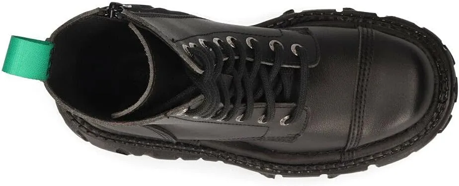 New Rock Men's BOOTS TANKMILI083C-V2 VEGAN Leather Combat Black Platform Biker Goth Punk Shoes