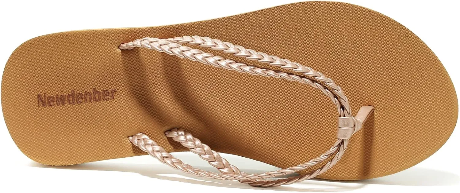 NewDenBer Women's Comfortable Flip Flops Lightweight Arch Support Summer Thong Sandals
