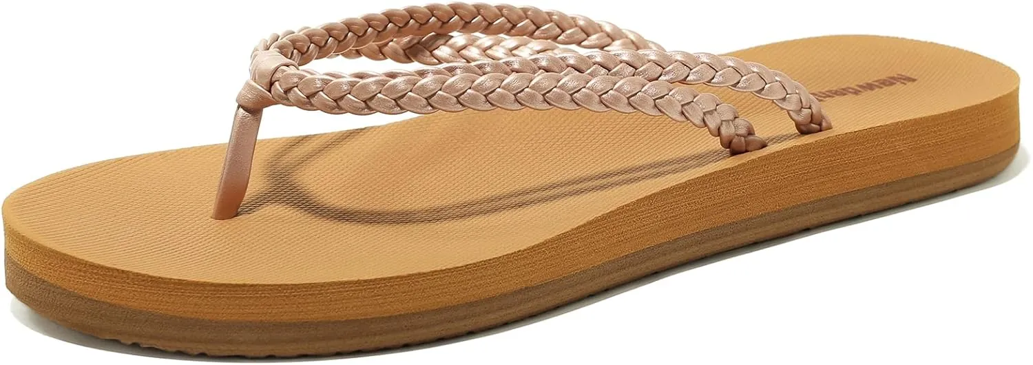 NewDenBer Women's Comfortable Flip Flops Lightweight Arch Support Summer Thong Sandals