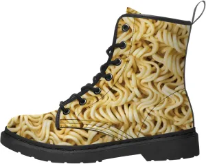 Noodle Boots Womens Mens Combat Boot Ankle Booties Instant Ramen Noodle Print Winter Work Boots Gifts for Girls Boys,US Size 8 Men/9.5 Women