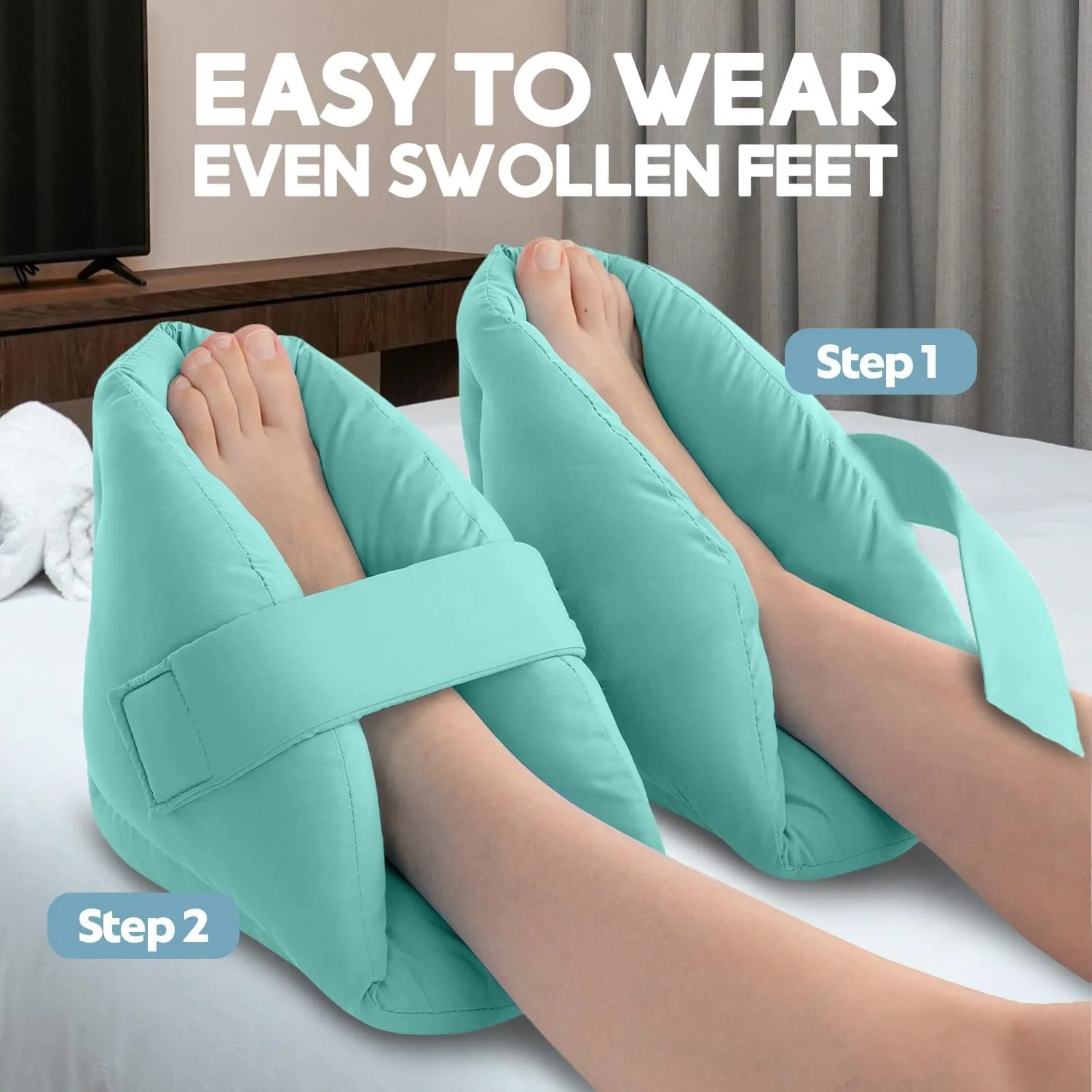 NYOrtho Heel Protector Pressure sores - 2 Ultra Soft Boots - 2 Double Layer Foot Pillows Pressure - Heel Protectors Bed - Standard Bariatric Size - Extra Gentle Velvet Fabric