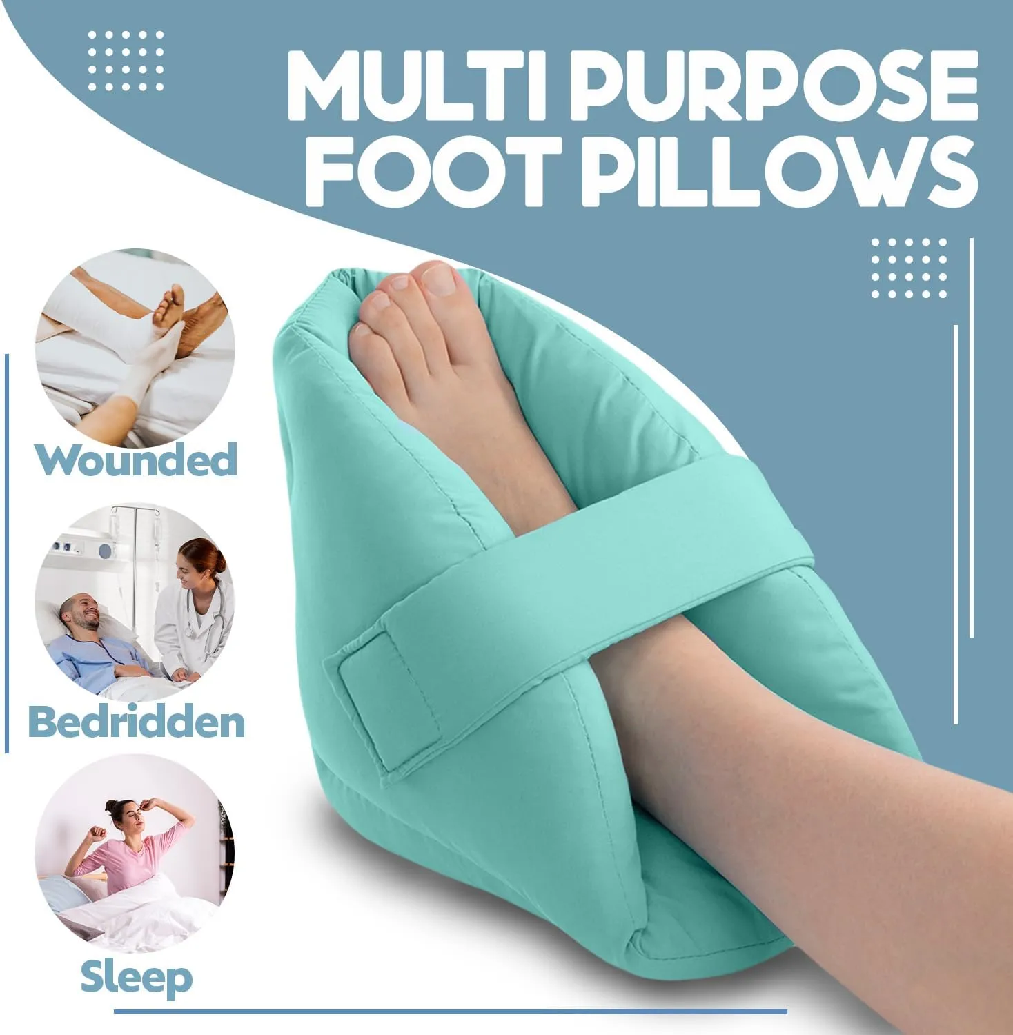 NYOrtho Heel Protector Pressure sores - 2 Ultra Soft Boots - 2 Double Layer Foot Pillows Pressure - Heel Protectors Bed - Standard Bariatric Size - Extra Gentle Velvet Fabric