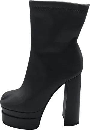 oiangi Platform Boots for Women Chunky Heel Ankle Booties Fashion Square Toe Double Platform Zipper Block High Heel Boots Winter Solid Casual Shoes