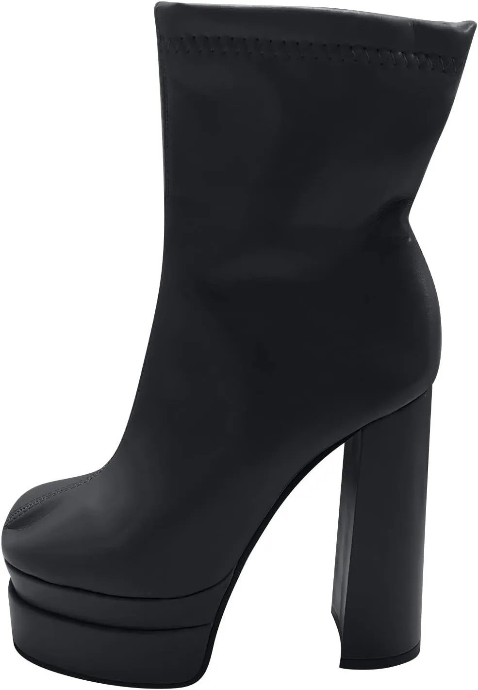 oiangi Platform Boots for Women Chunky Heel Ankle Booties Fashion Square Toe Double Platform Zipper Block High Heel Boots Winter Solid Casual Shoes