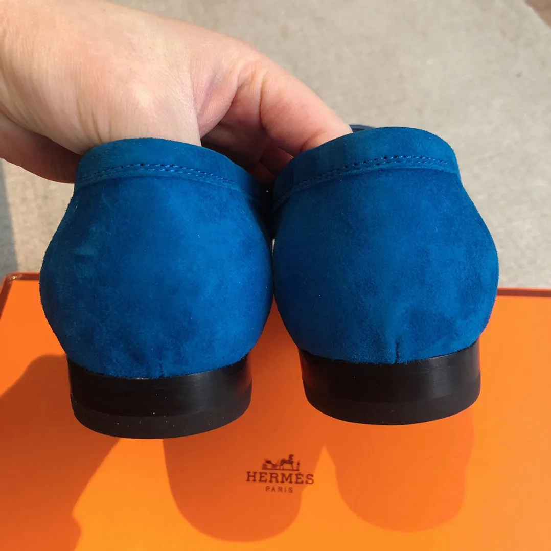 Paris Loafer Blue Suede Calfskin With Signature Buckle 509352