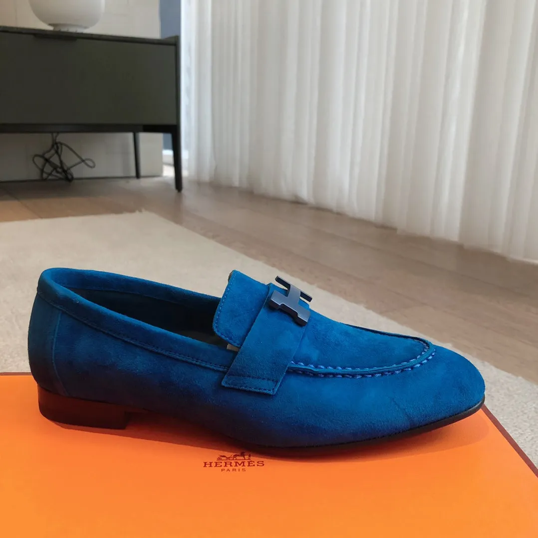 Paris Loafer Blue Suede Calfskin With Signature Buckle 509352