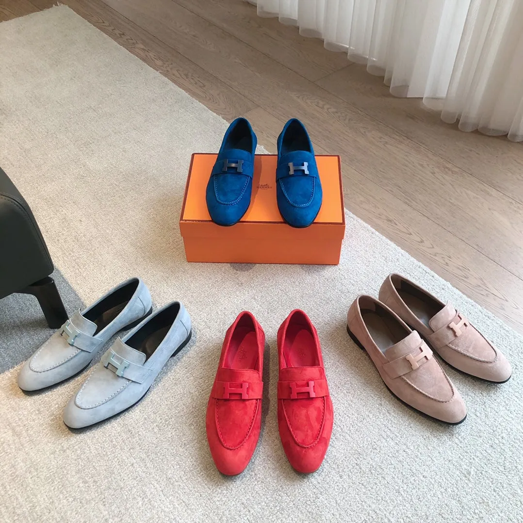 Paris Loafer Blue Suede Calfskin With Signature Buckle 509352