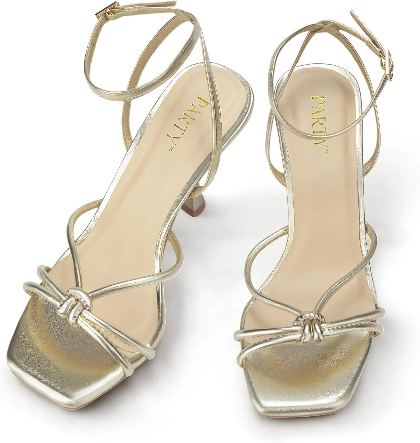 PARTY Women's Square Open Toe Strappy Heeled Sandals 3 inch Stiletto Kitten Heel with Ankle Buckle Strap, Comfortable Slingback Summer Dress Shoes