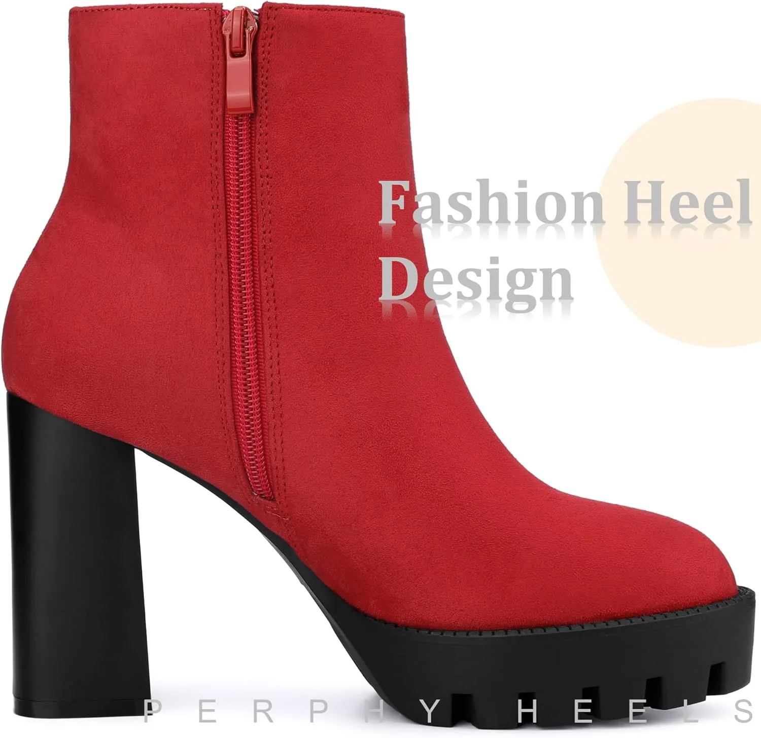Perphy Platform Lug Sole Chunky Heels Chelsea Ankle Boots for Women