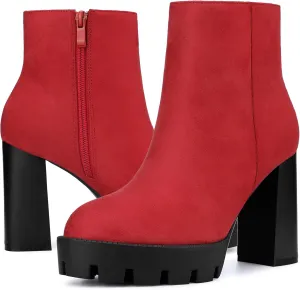 Perphy Platform Lug Sole Chunky Heels Chelsea Ankle Boots for Women