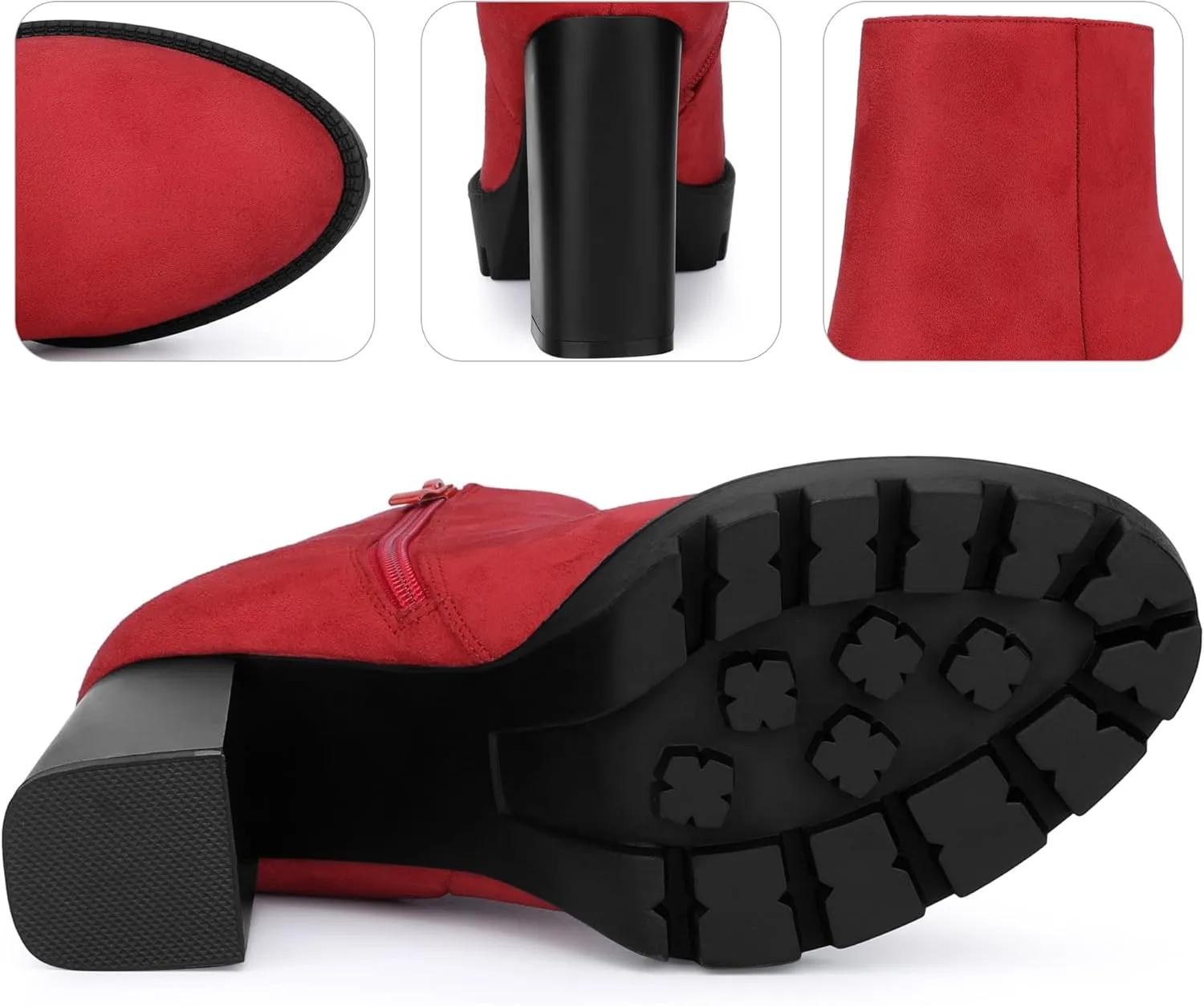 Perphy Platform Lug Sole Chunky Heels Chelsea Ankle Boots for Women