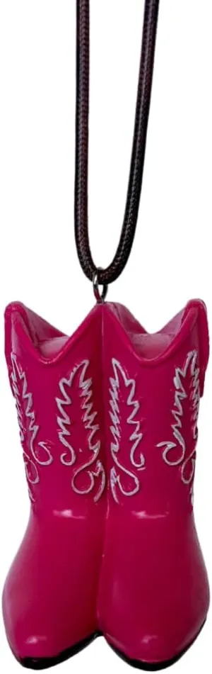Pink Cowgirl Boots Charm for Rearview Mirror - Durable, Stylish Car Accessory for Country Style Enthusiasts, Perfect for Truck and Car Decor, Ideal Gift for Rodeo Lovers and Western Fashion Fans