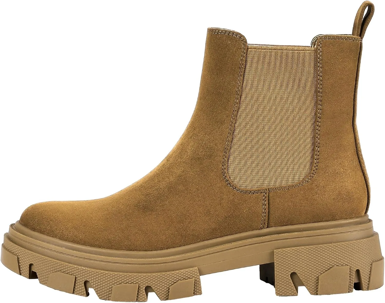 PIZZ ANNU Women's Dani Platform Chelsea Boots Fashion Lug Sole Combat Chunky Block Heel Slip on Elastic Gore Ankle Booties Shoes