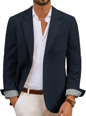 PJ PAUL JONES Mens Linen Casual Sport Coats Lightweight Two Buttons Blazer Jackets