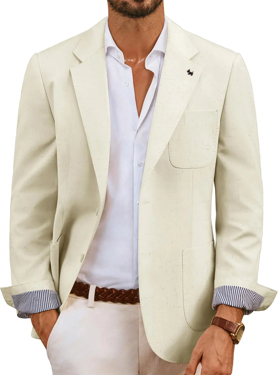 PJ PAUL JONES Mens Linen Casual Sport Coats Lightweight Two Buttons Blazer Jackets