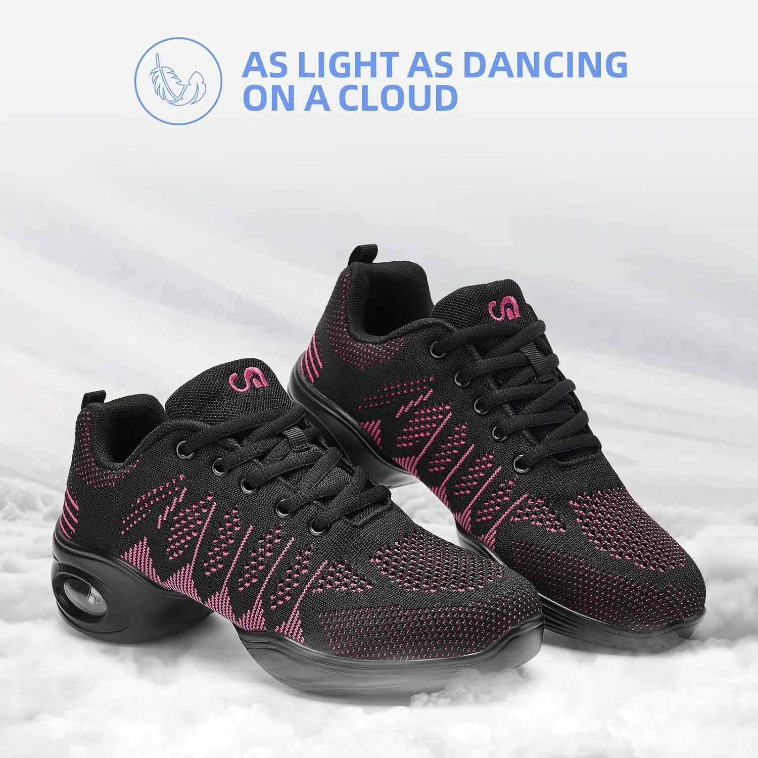 PPQ Women's Jazz Shoes Lace-up Sneakers Modern Dance Shoes Air Cushion Platform Walking Dance Shoes
