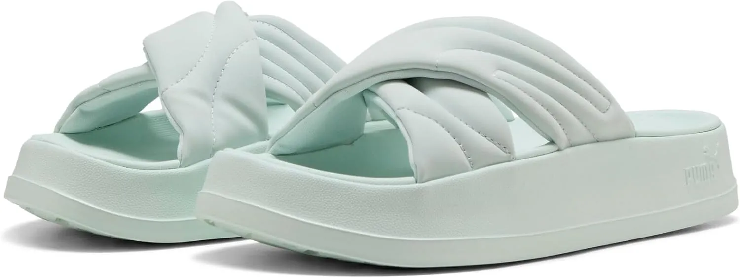 PUMA Women's Leadcat Platform Slide Sandals, Peaceful Blue-White, 8