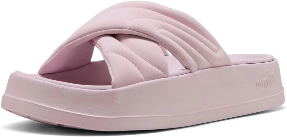 PUMA Women's Leadcat Platform Slide Sandals, Peaceful Blue-White, 8