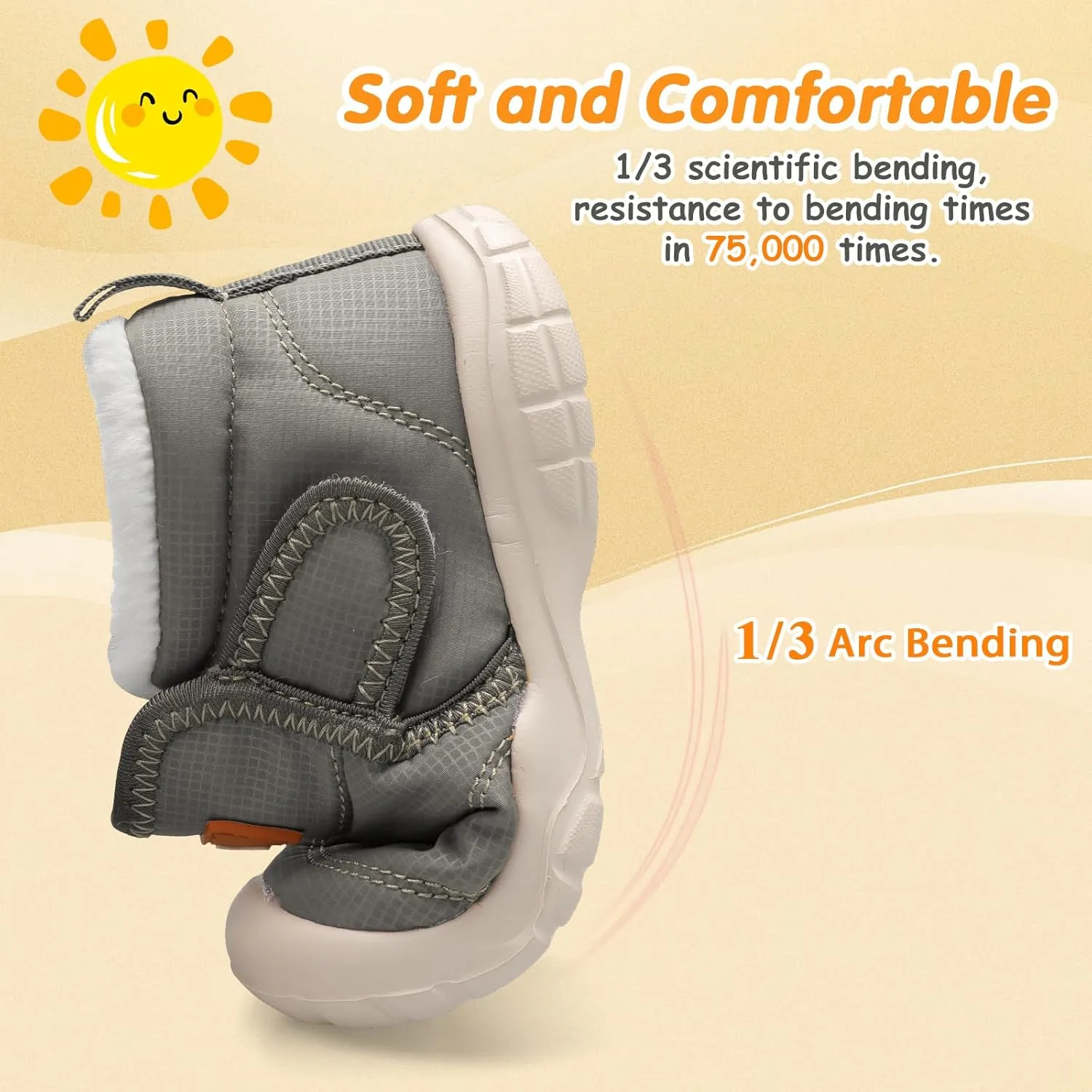 QFH Baby Boys Girls Winter Warm Shoes Cozy Fleece Snow Boots Toddler Non-Slip Walking Shoes Infant Outdoor Water Resistance Faux Fur Booties