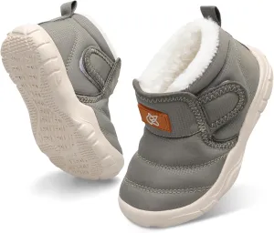 QFH Baby Boys Girls Winter Warm Shoes Cozy Fleece Snow Boots Toddler Non-Slip Walking Shoes Infant Outdoor Water Resistance Faux Fur Booties