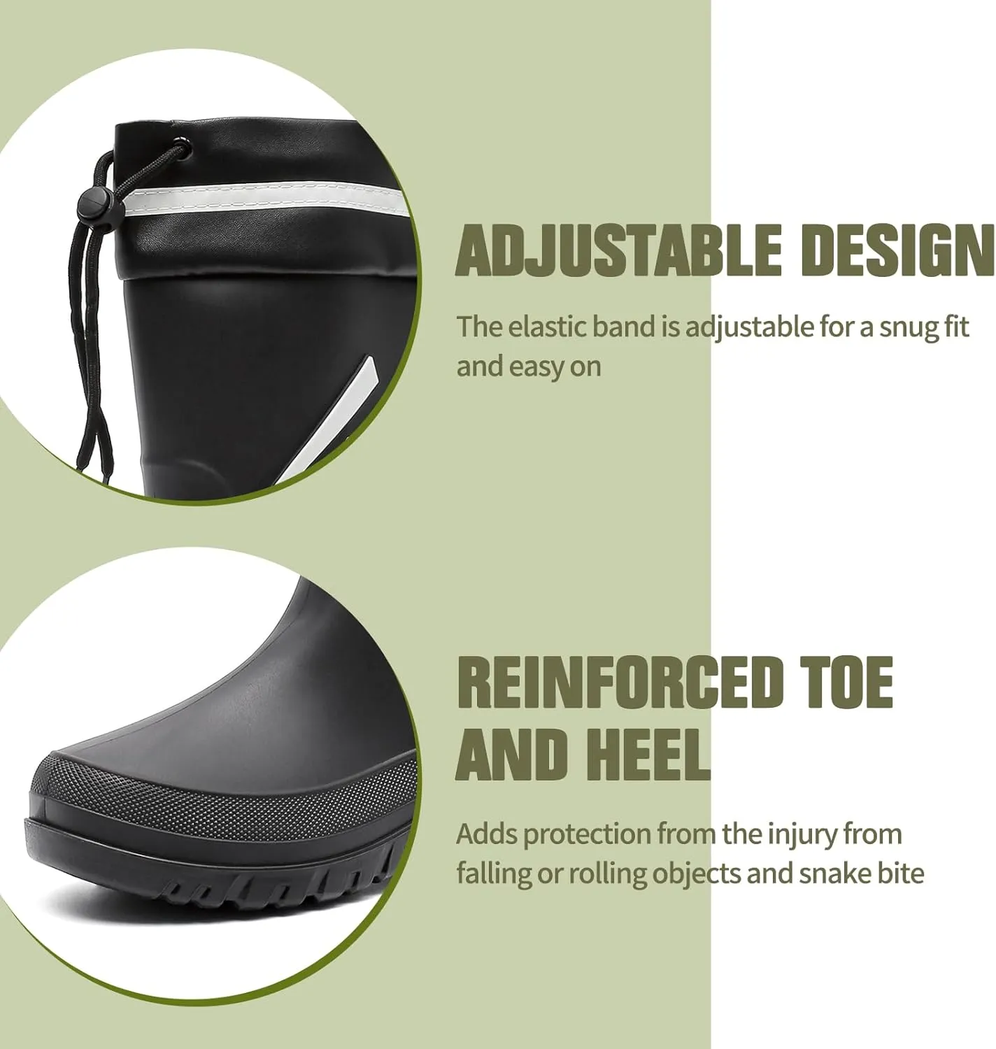Rain Boots for Men, Waterproof Rubber Boots Mens Garden Boots, Comfort Lightweight Raining Shoes, Elastic Chelsea Ankle Rain Boots Fishing Shoes for Yard Farm Outdoor Work