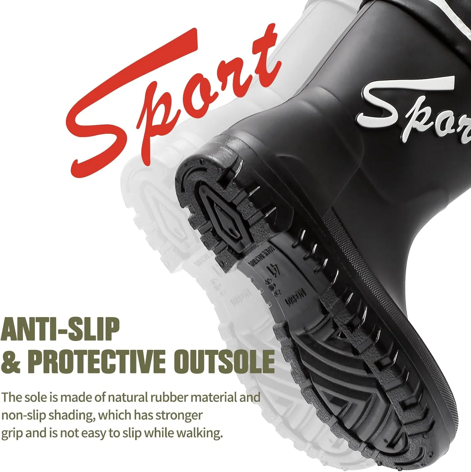 Rain Boots for Men, Waterproof Rubber Boots Mens Garden Boots, Comfort Lightweight Raining Shoes, Elastic Chelsea Ankle Rain Boots Fishing Shoes for Yard Farm Outdoor Work