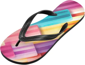 Rainbow Stripe Men's & Women's Classical Beach Rubber Sandal Flip Flop Comfortable Slipper 214A4534