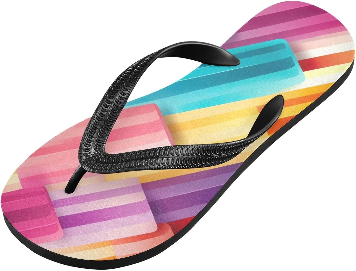 Rainbow Stripe Men's & Women's Classical Beach Rubber Sandal Flip Flop Comfortable Slipper 214A4534