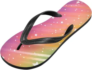 Rainbow Stripe Star Men's & Women's Classical Beach Rubber Sandal Flip Flop Comfortable Slipper 214A4622