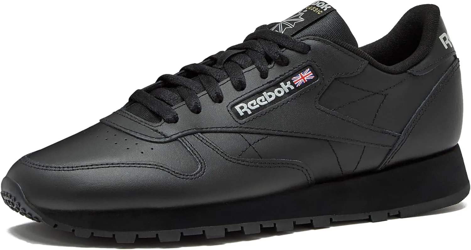 Reebok Classic Leather Sneakers White Tennis Mens Shoes, Core Black/Core Black/Pure Grey5, 11