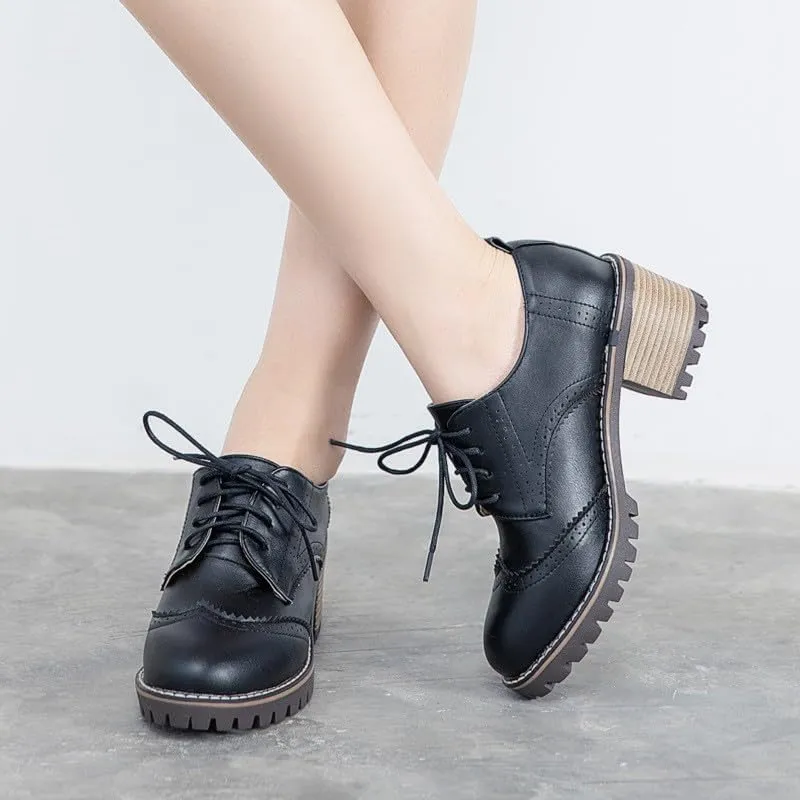 Retro Women's Middle Heel Shoes Classic Thick Heel Front Strap Design Comfortable Casual Walking Shoes for Women