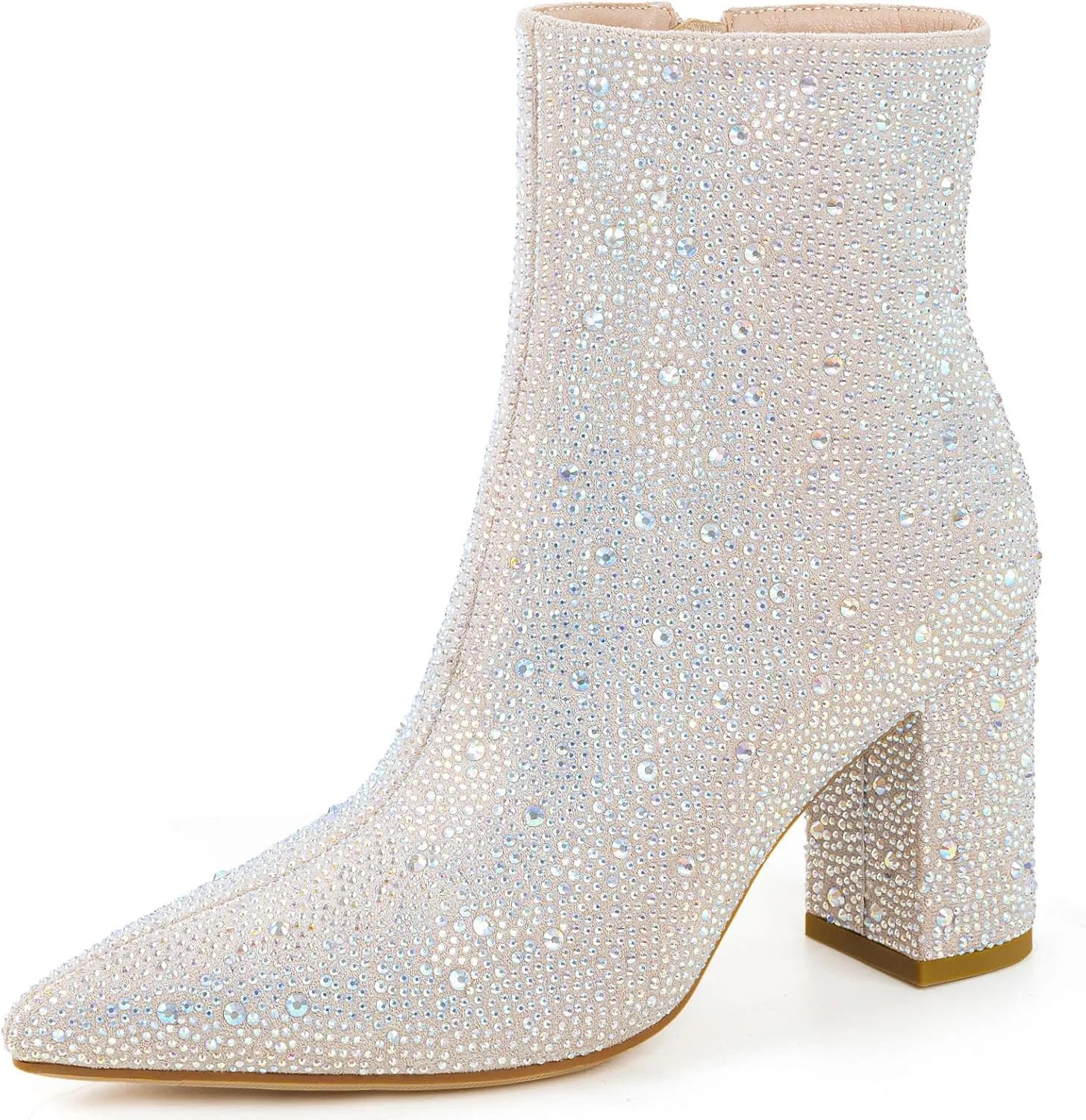 Rhinestone Boots for Women Sparkly Cowgirl Boots Pointed Toe Chunky Heels Rhinestone Cowboy Boots