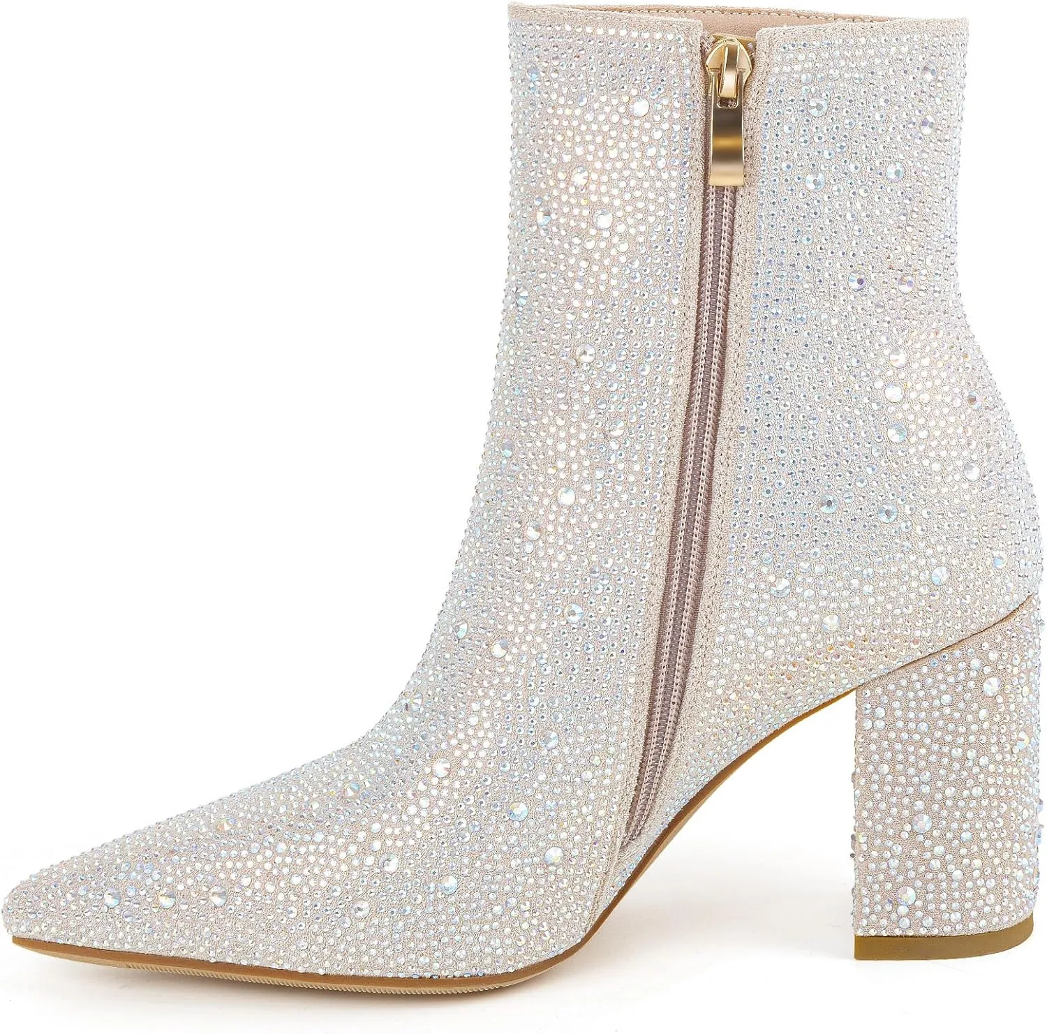 Rhinestone Boots for Women Sparkly Cowgirl Boots Pointed Toe Chunky Heels Rhinestone Cowboy Boots