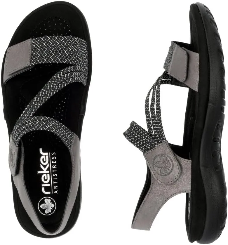 Rieker 64870 Franja Women's Strap Sandals – Comfortable Lightweight Hiking Footwear with Adjustable Hook and Loop Closures, Flexible Sole for Everyday Wear