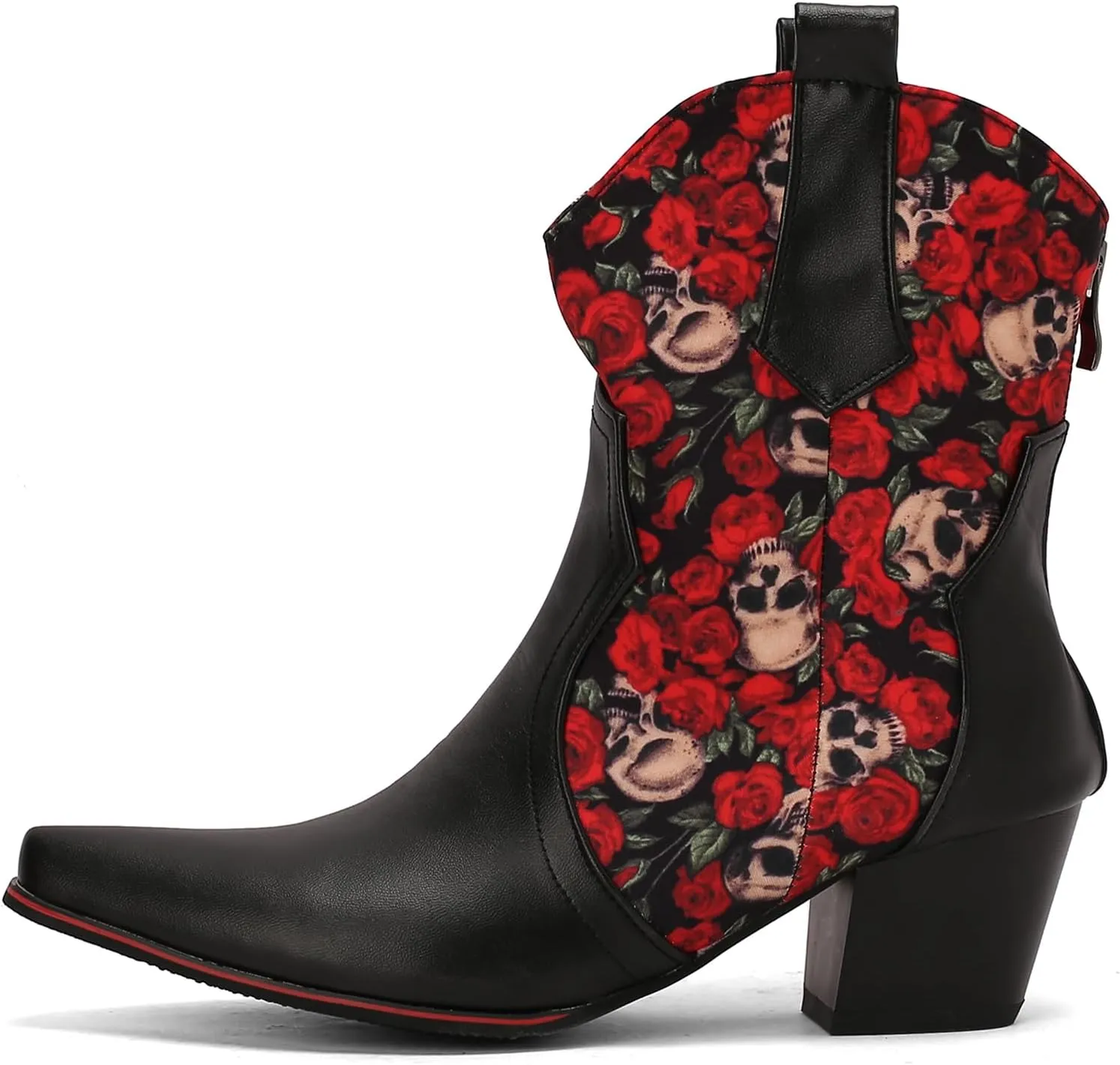 Roimaash Women Embroidered Floral Cowgirl Boots Mid High Fashion Cowboy Boots
